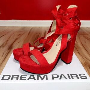 Dream Pairs Women's Red High Heel Sandals